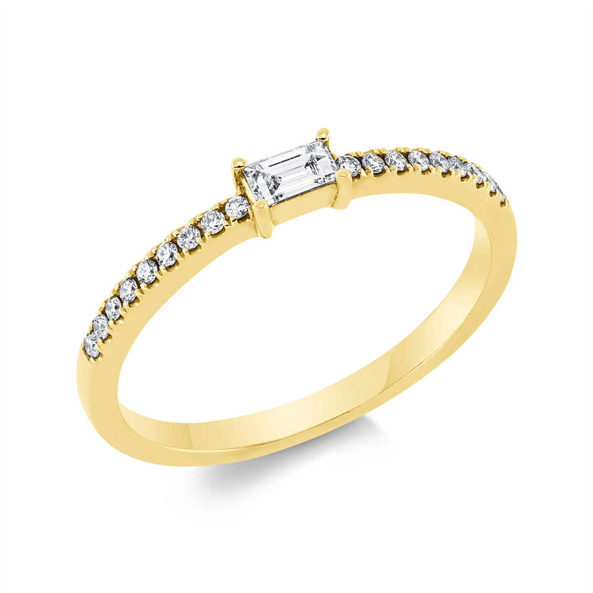 diamond full cut solitaire with accent stones ring in yellow gold