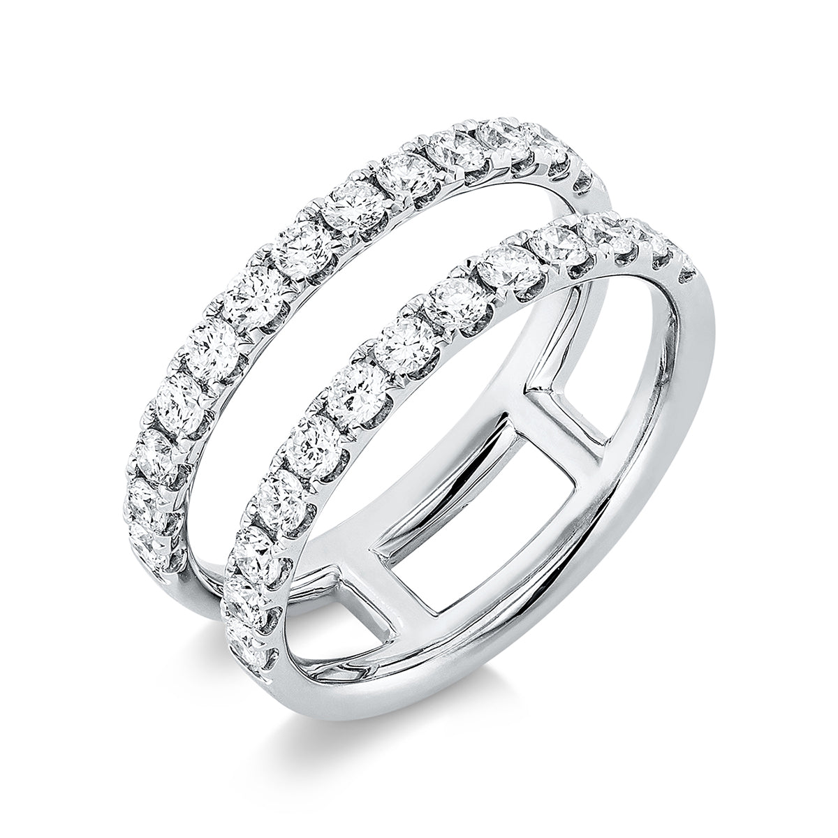 diamond full cut modern woman ring in white gold