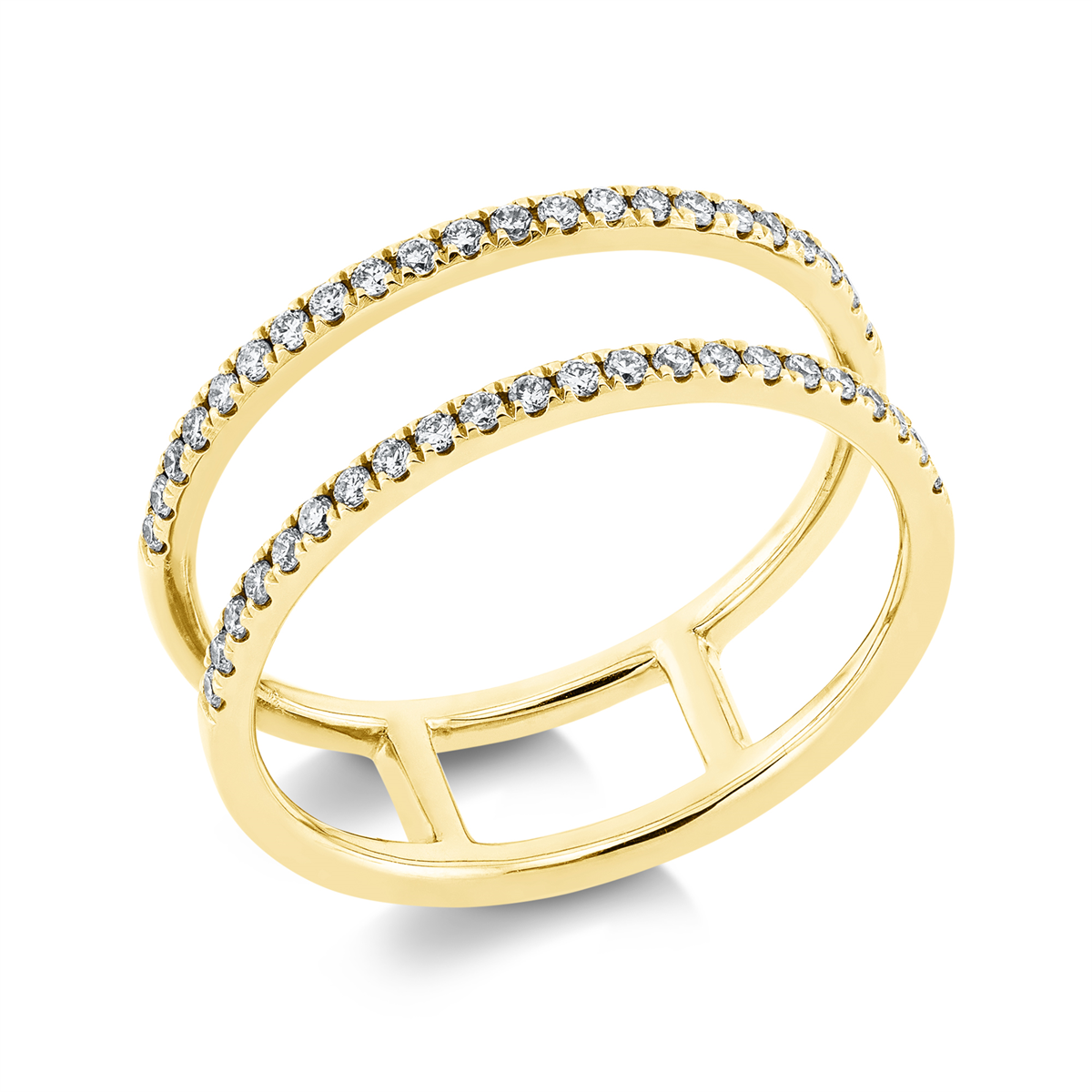 diamond full cut modern woman ring in yellow gold