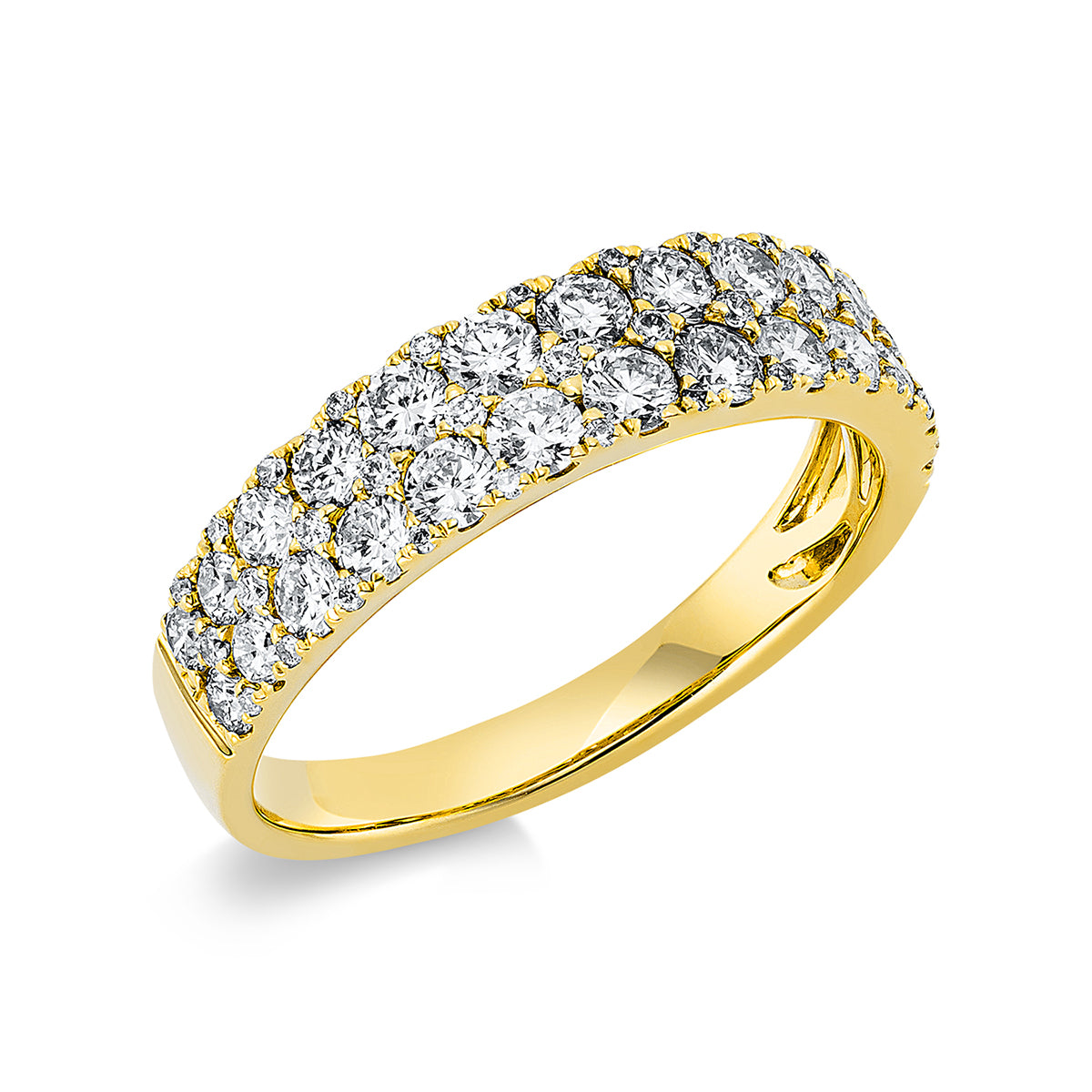 diamond full cut modern woman ring in yellow gold