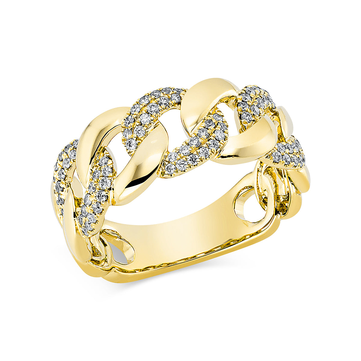 diamond full cut modern woman ring in yellow gold