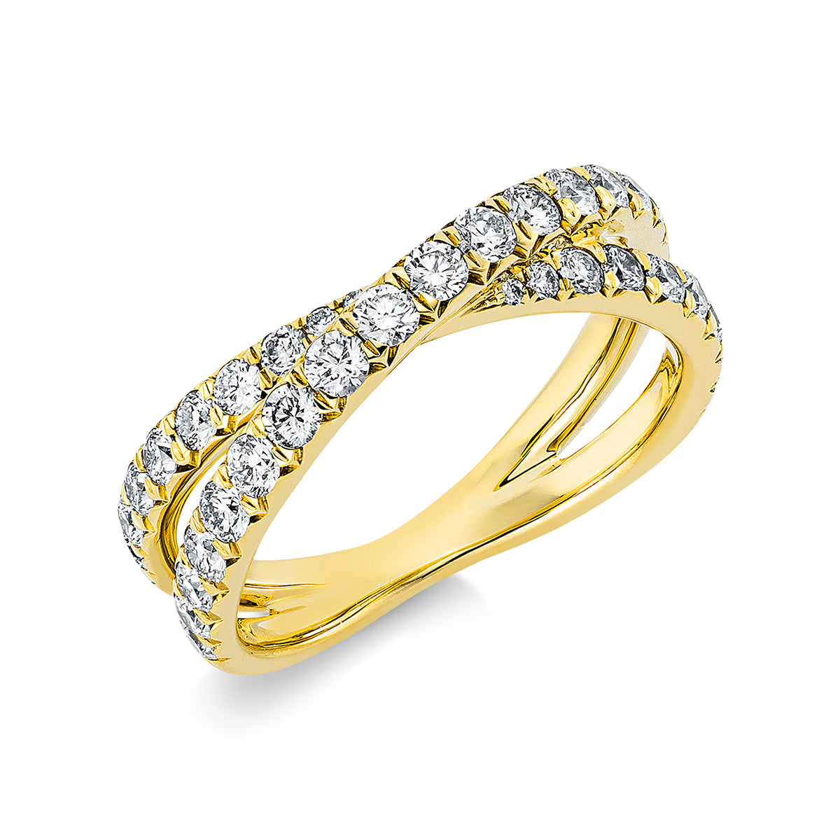diamond full cut modern woman ring in yellow gold