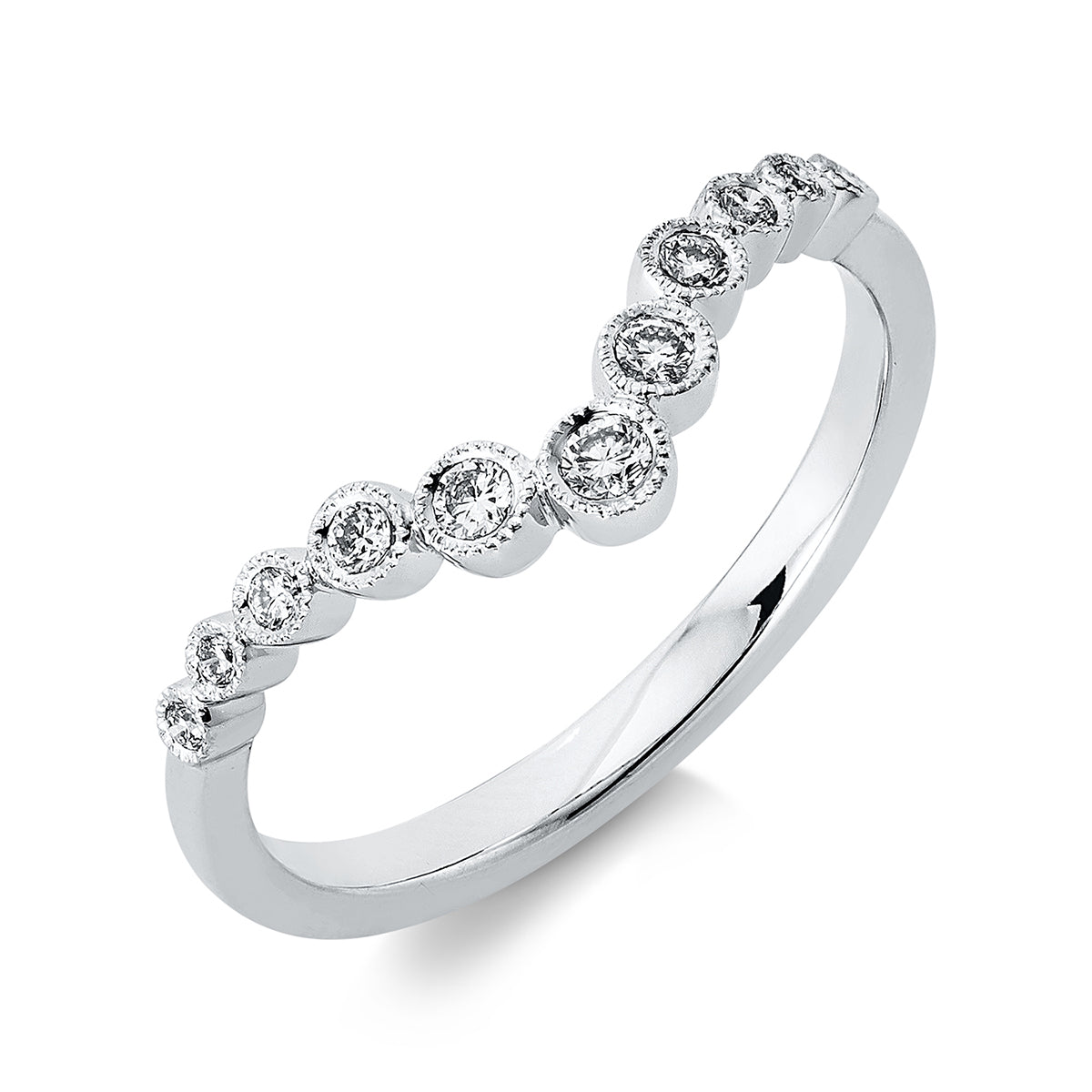diamond full cut modern woman ring in white gold