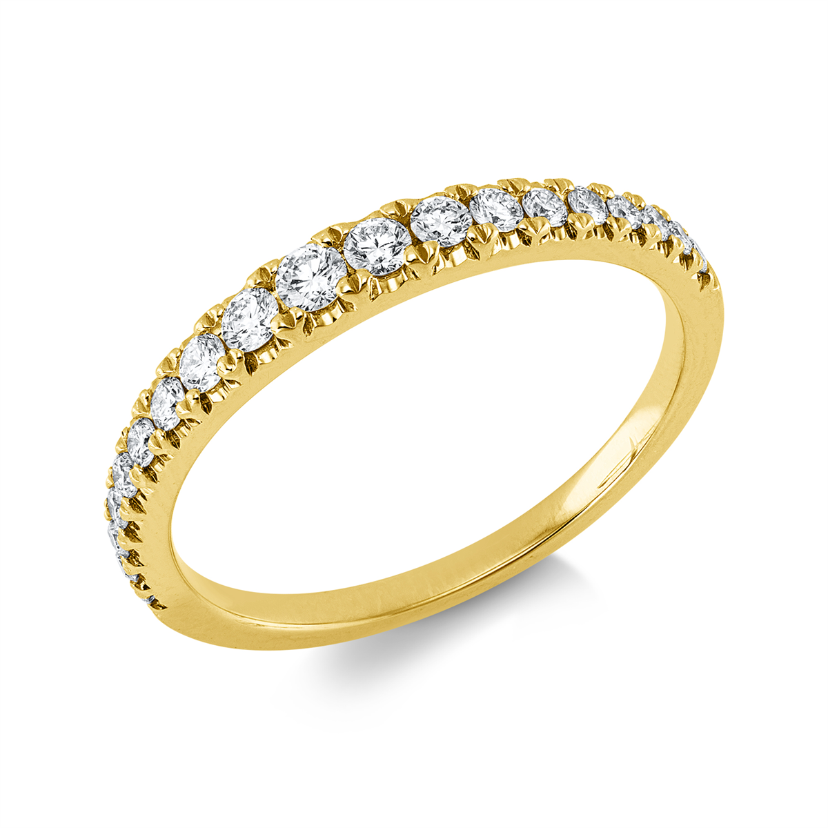 diamond full cut eternity half ring in yellow gold
