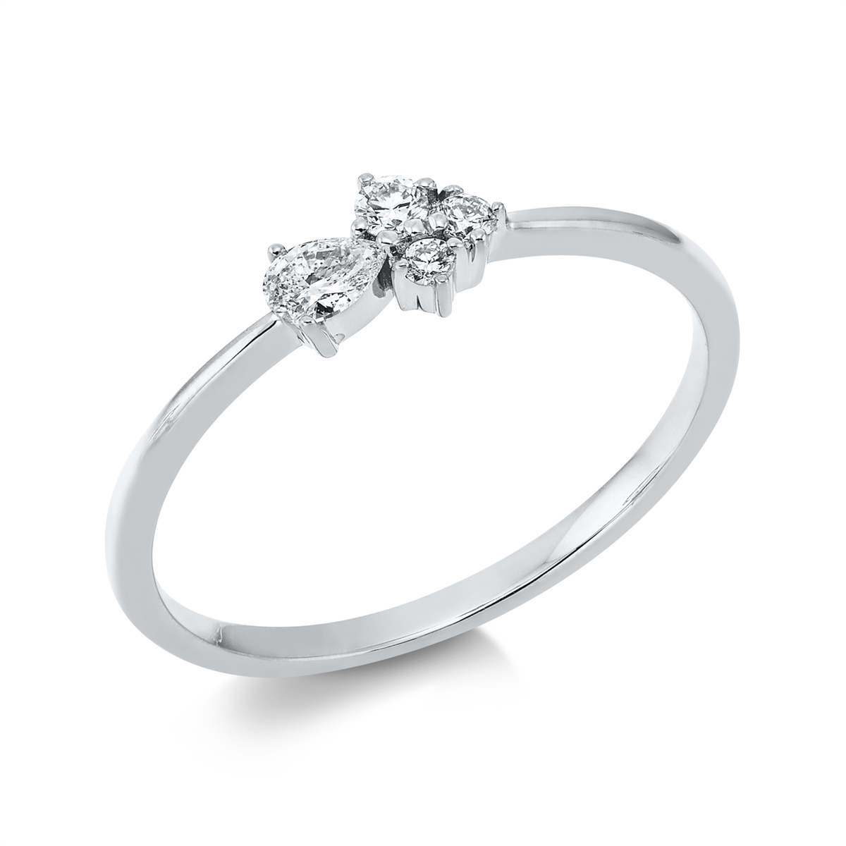 diamond full cut modern woman ring in white gold