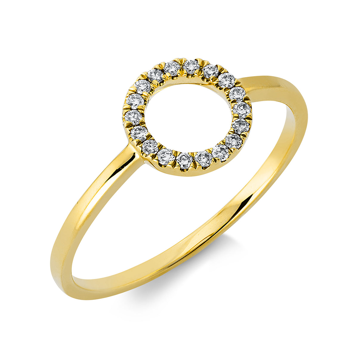 diamond full cut modern woman ring in yellow gold