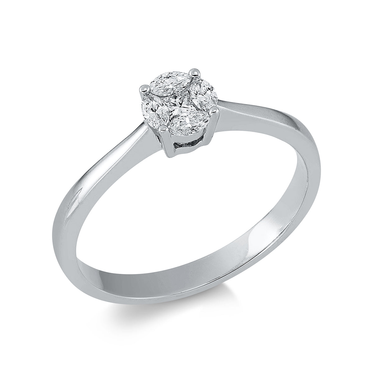 marquise illusion classic ring in white gold