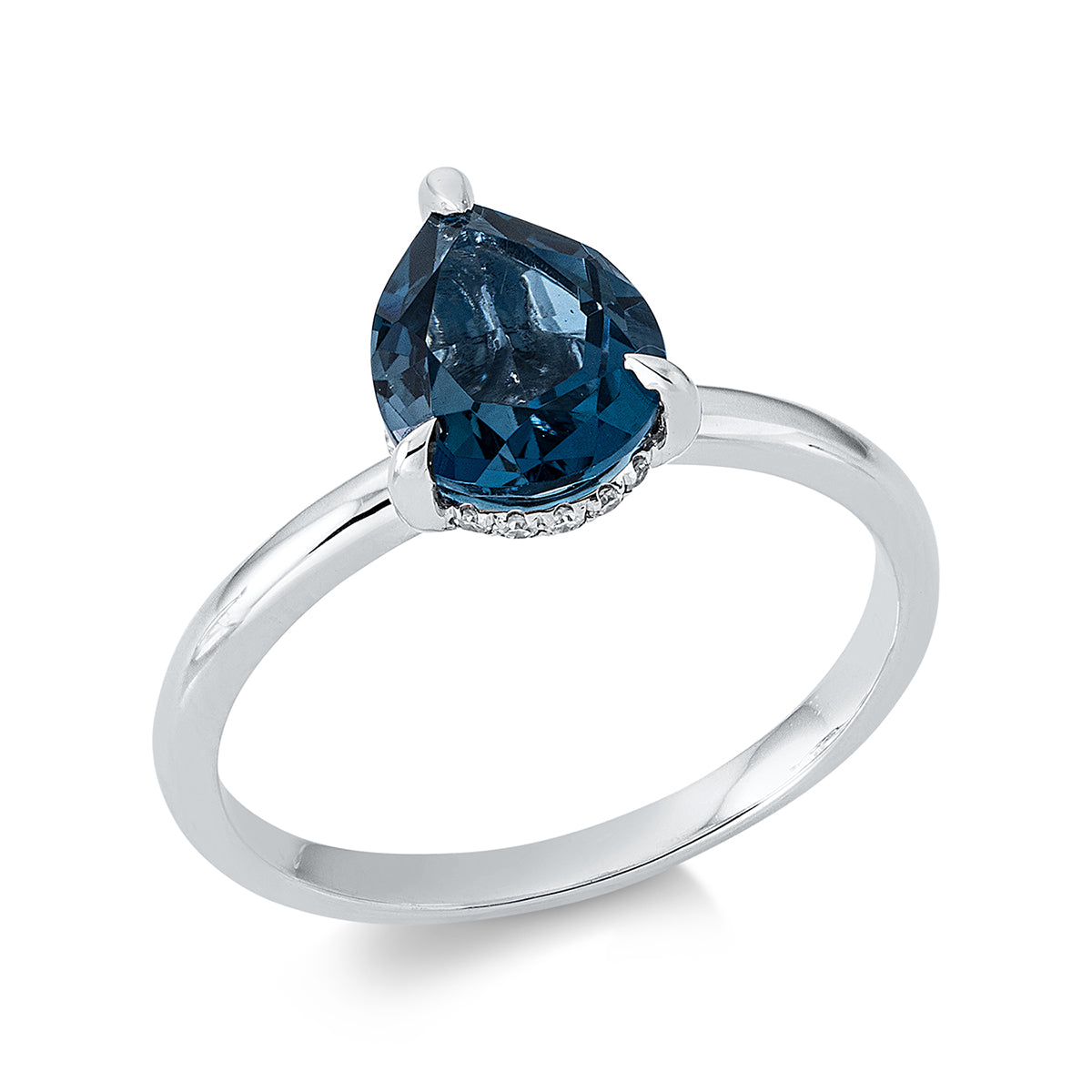 diamond single cut topaz colored stone fashion ring in white gold