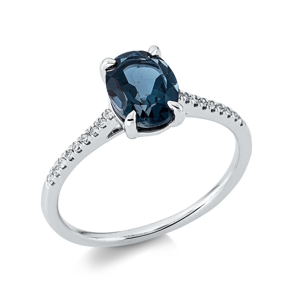diamond single cut topaz colored stone fashion ring in white gold