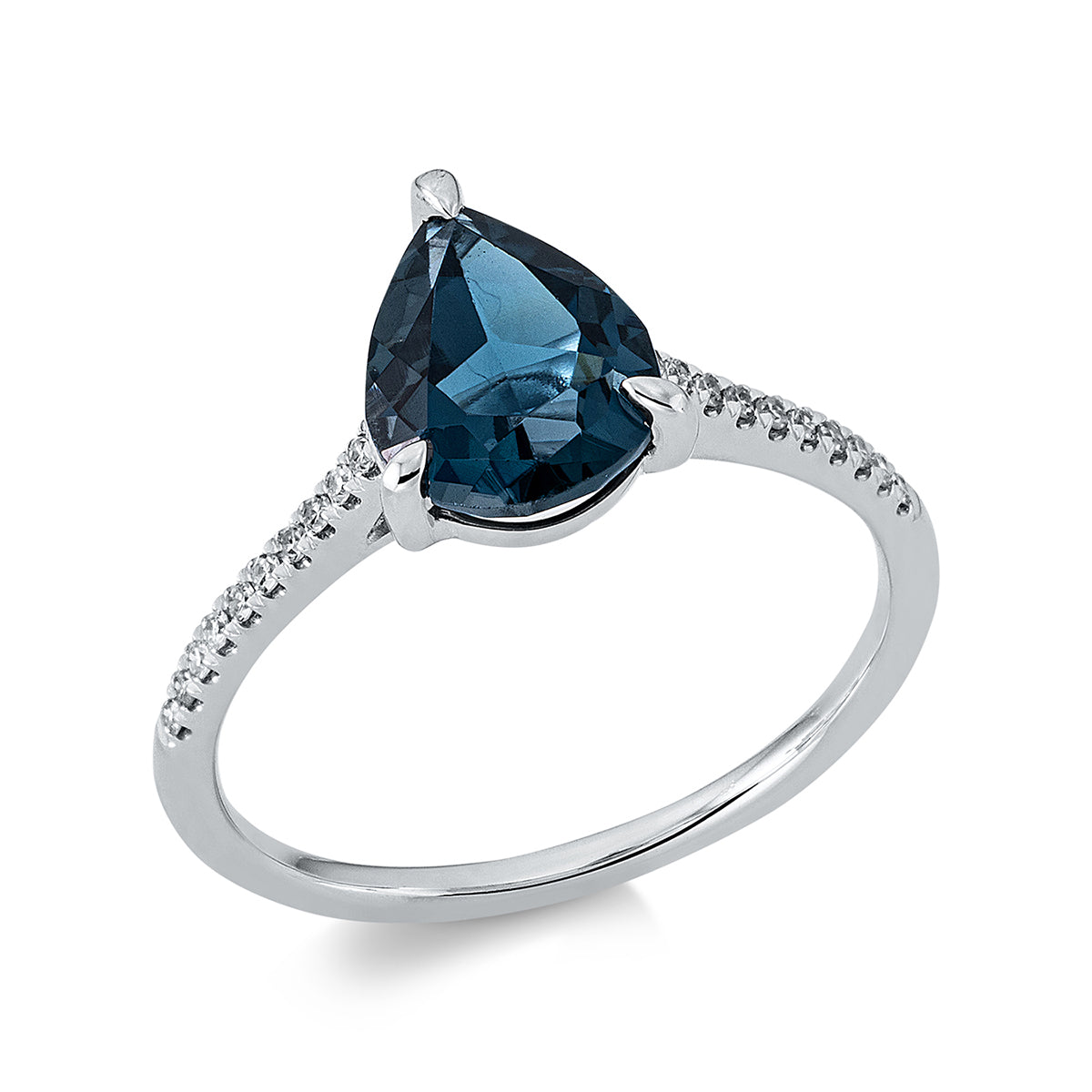 diamond single cut topaz colored stone fashion ring in white gold
