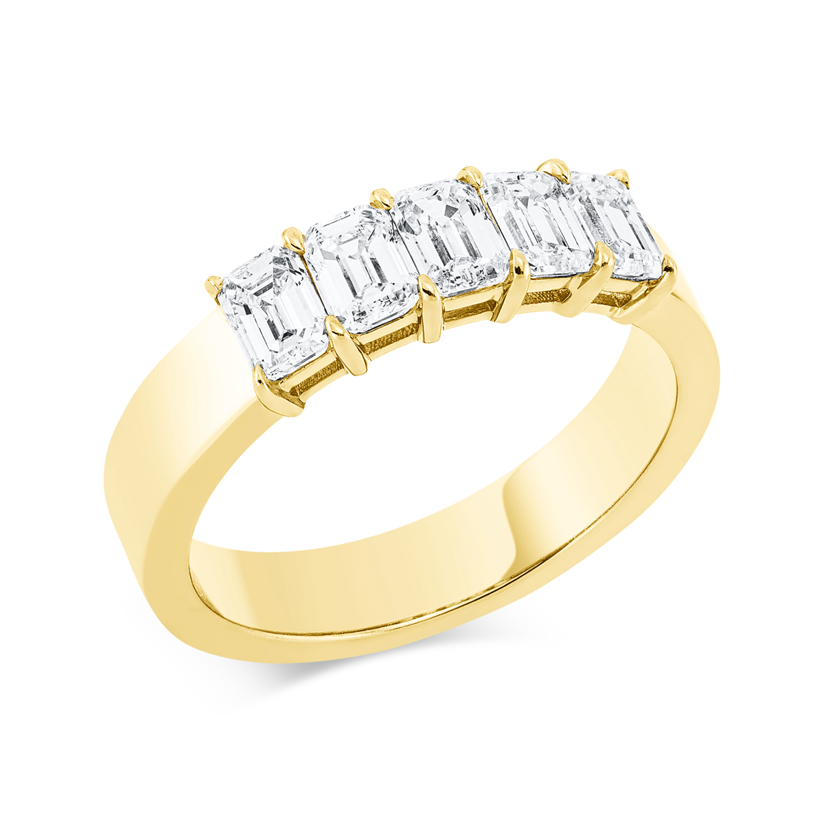 emerald cut eternity half ring in yellow gold