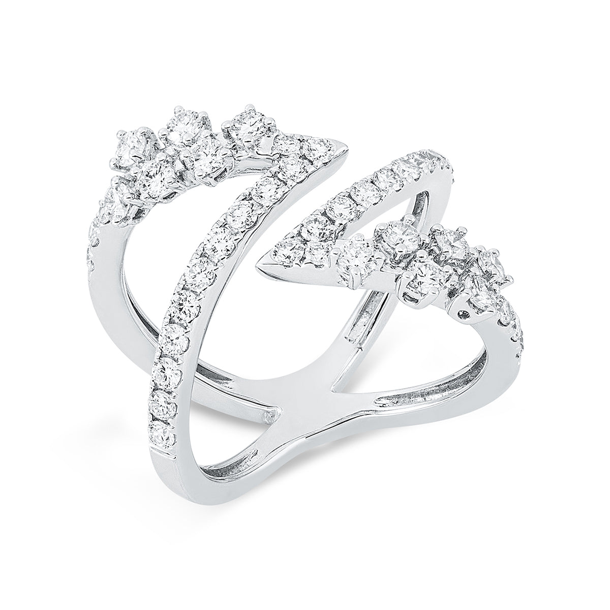 diamond full cut modern woman ring in white gold