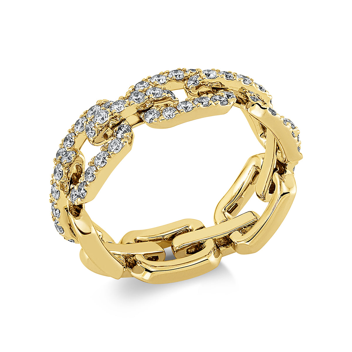 diamond full cut modern woman ring in yellow gold