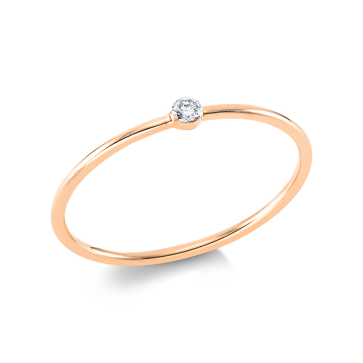 diamond full cut solitaire with accent stones ring in red gold