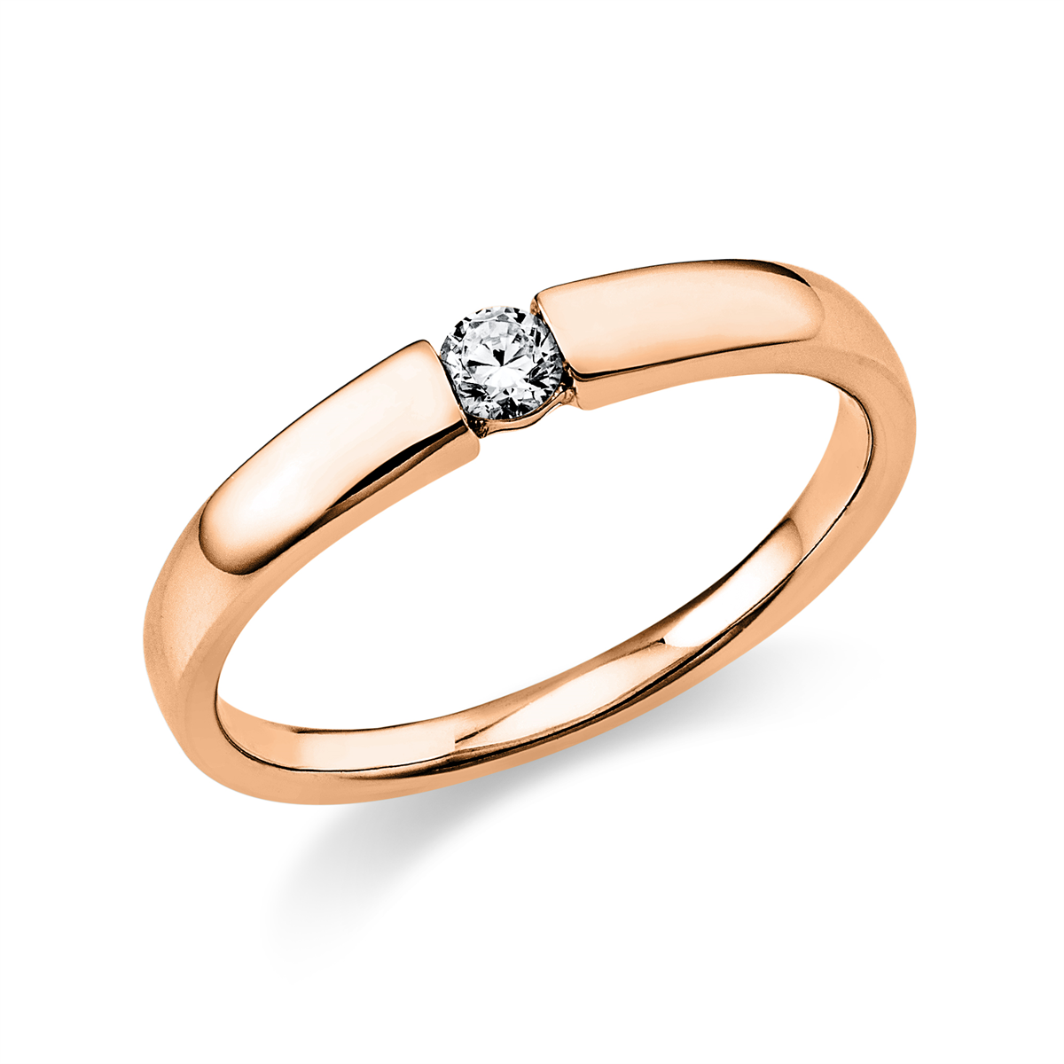 diamond full cut solitaire ring in red gold