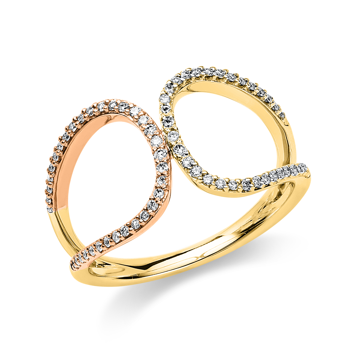 diamond full cut modern woman ring in red gold / yellow gold