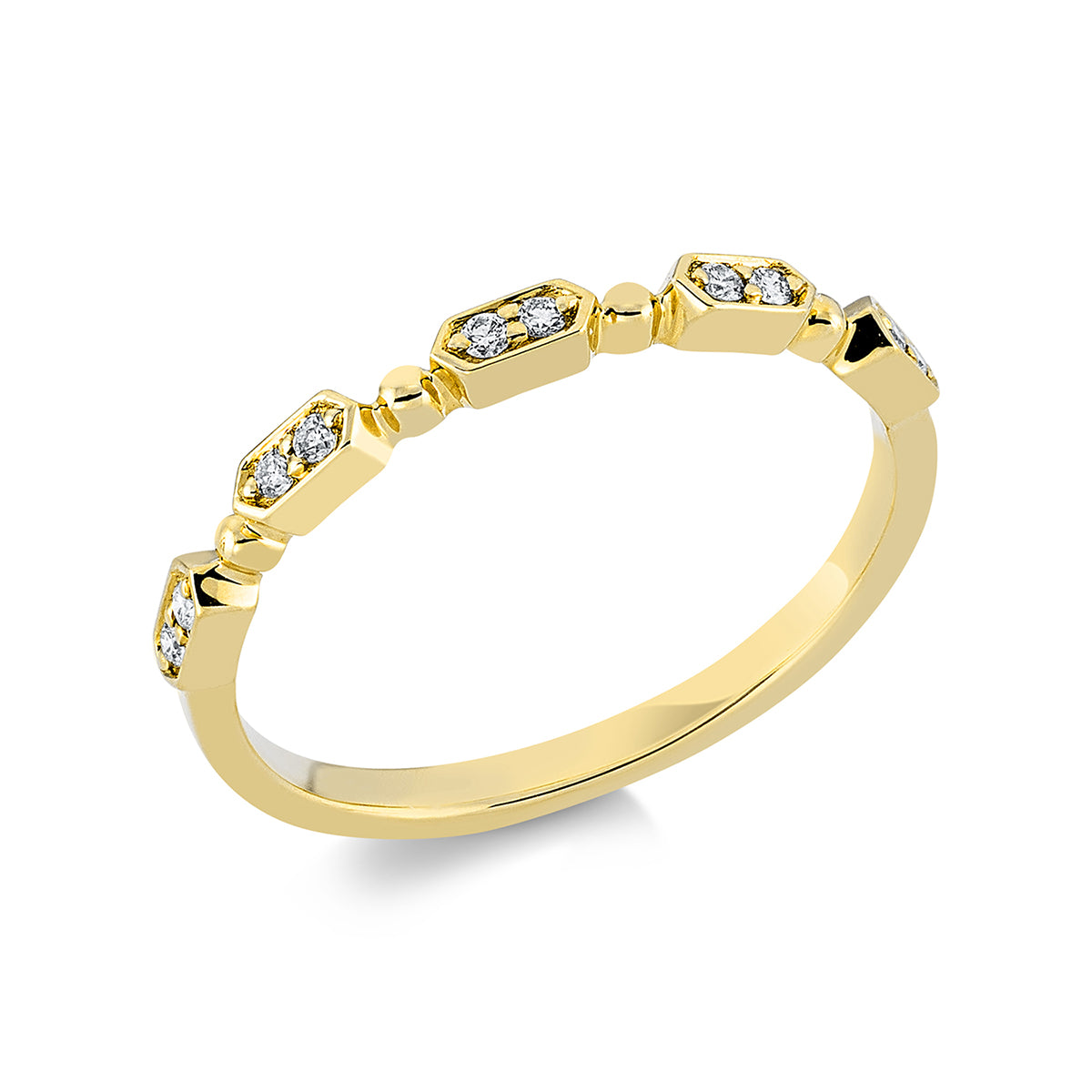 diamond full cut modern woman ring in yellow gold