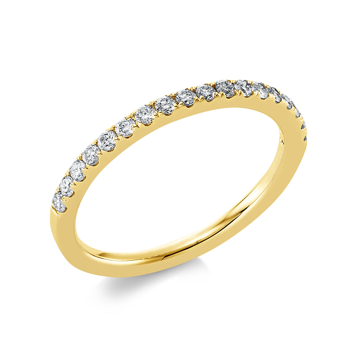 diamond full cut eternity half ring in yellow gold