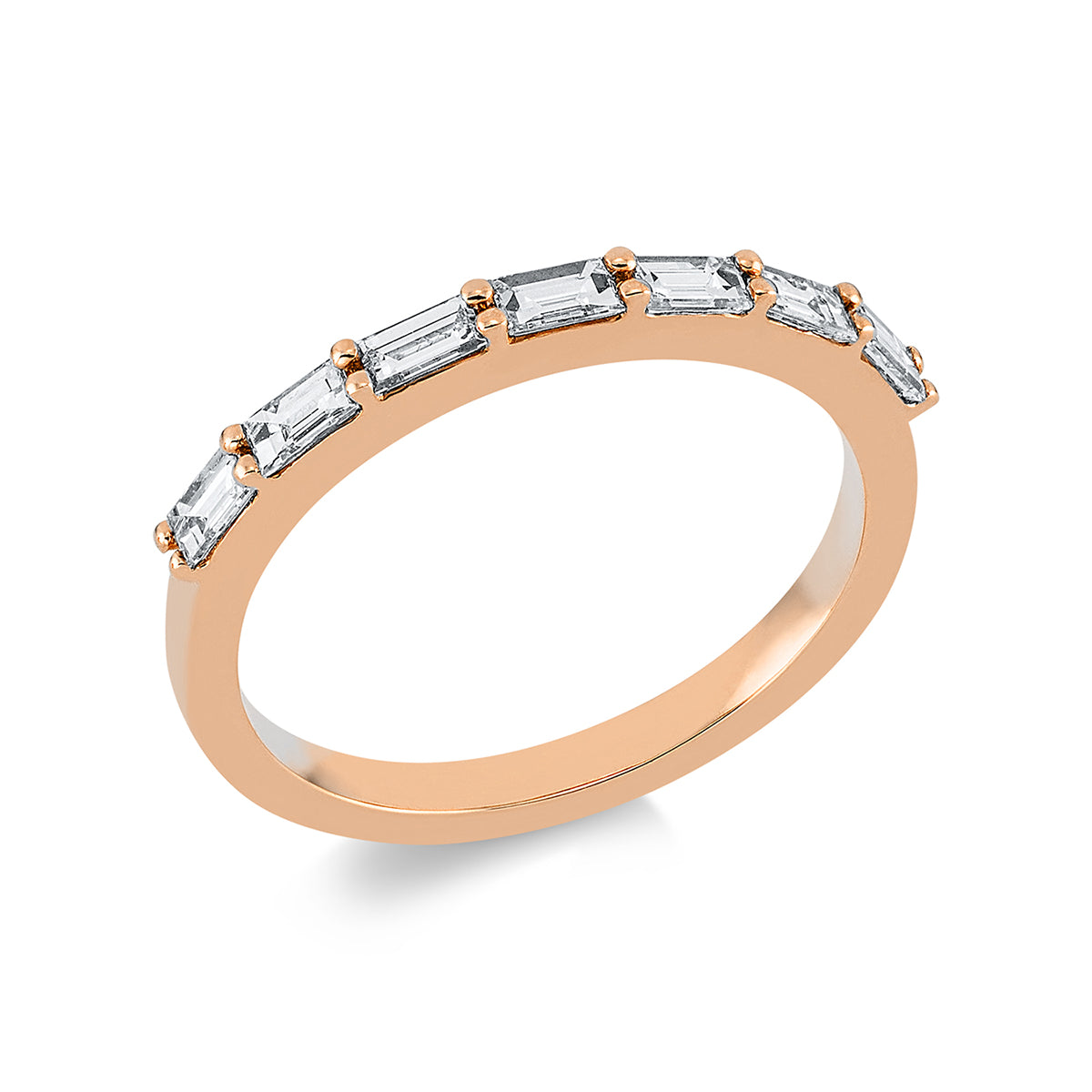 baguette eternity half ring in red gold