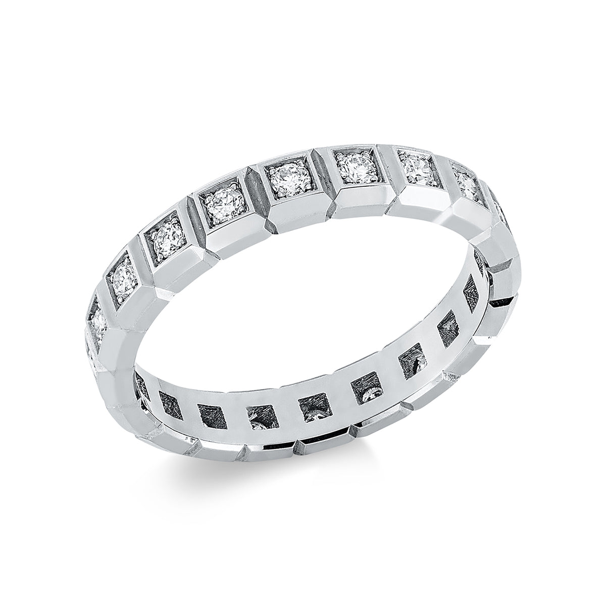 diamond full cut modern woman ring in white gold