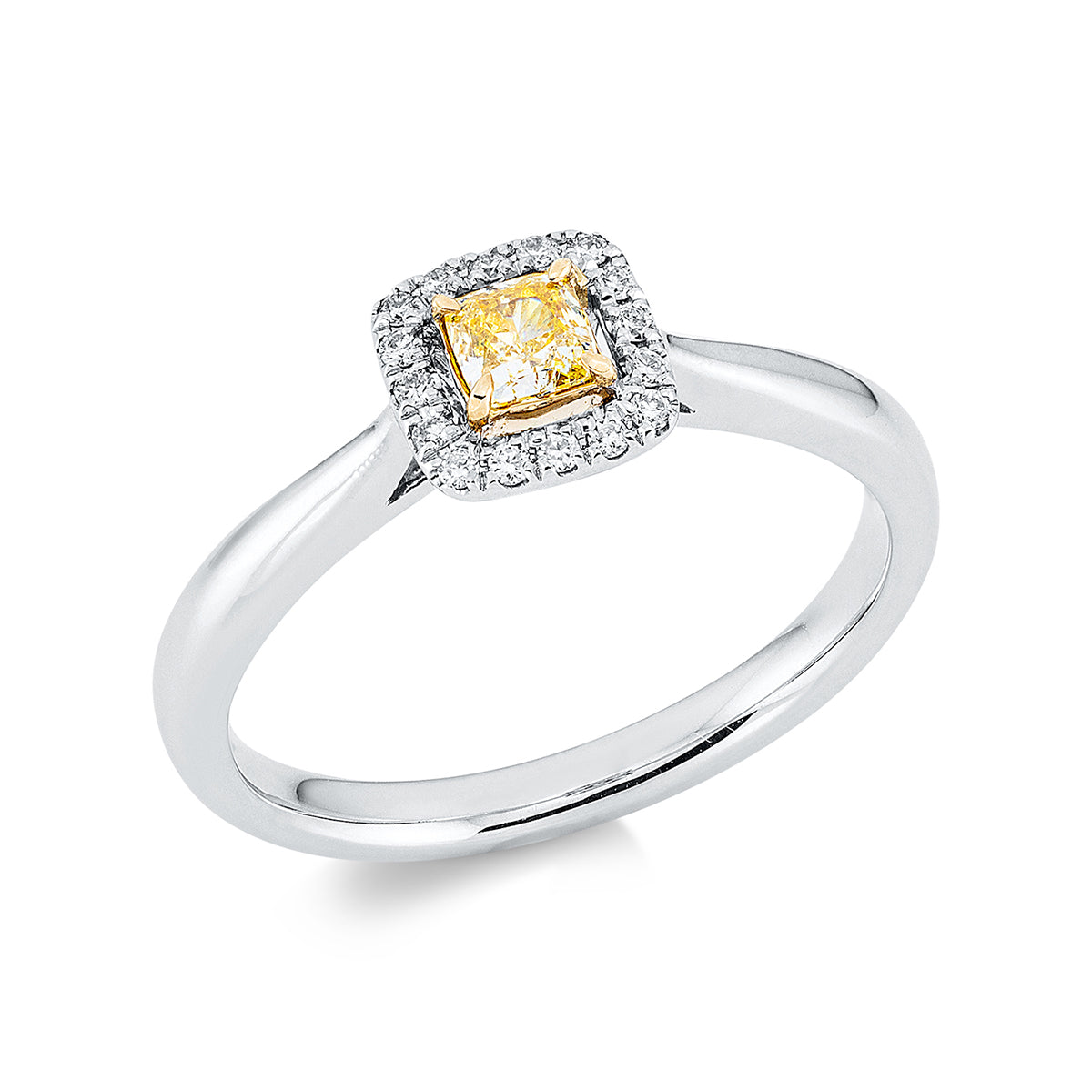 diamond full cut fancy colored diamond ring in white gold / yellow gold