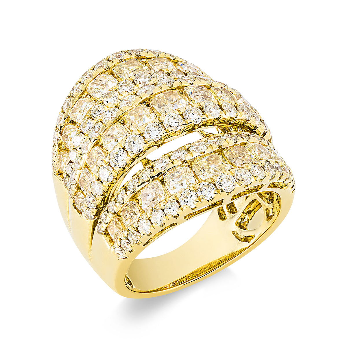 diamond full cut fancy colored diamond ring in yellow gold