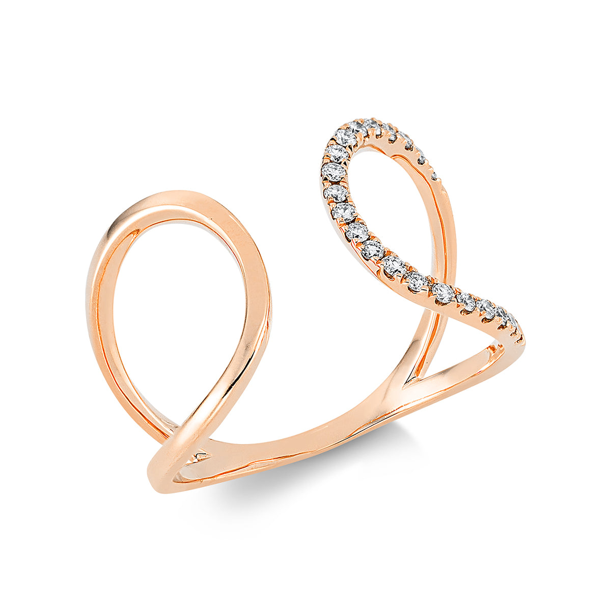 diamond full cut modern woman ring in red gold