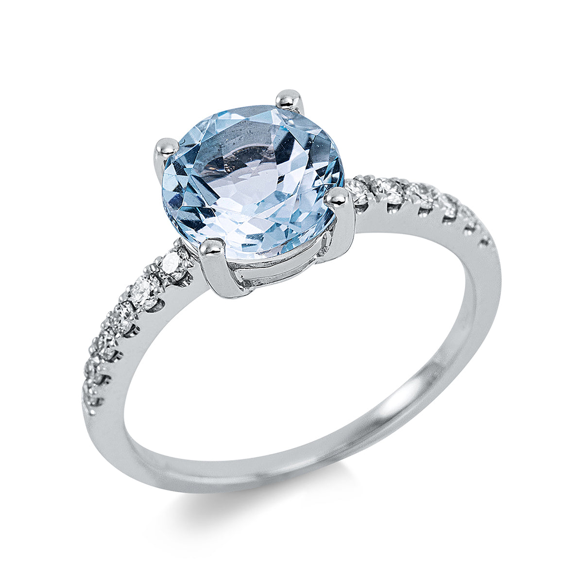 diamond full cut topaz colored stone fashion ring in white gold