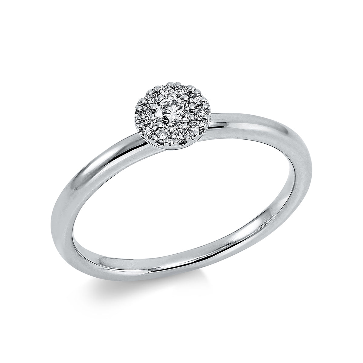 diamond full cut illusion classic ring in white gold