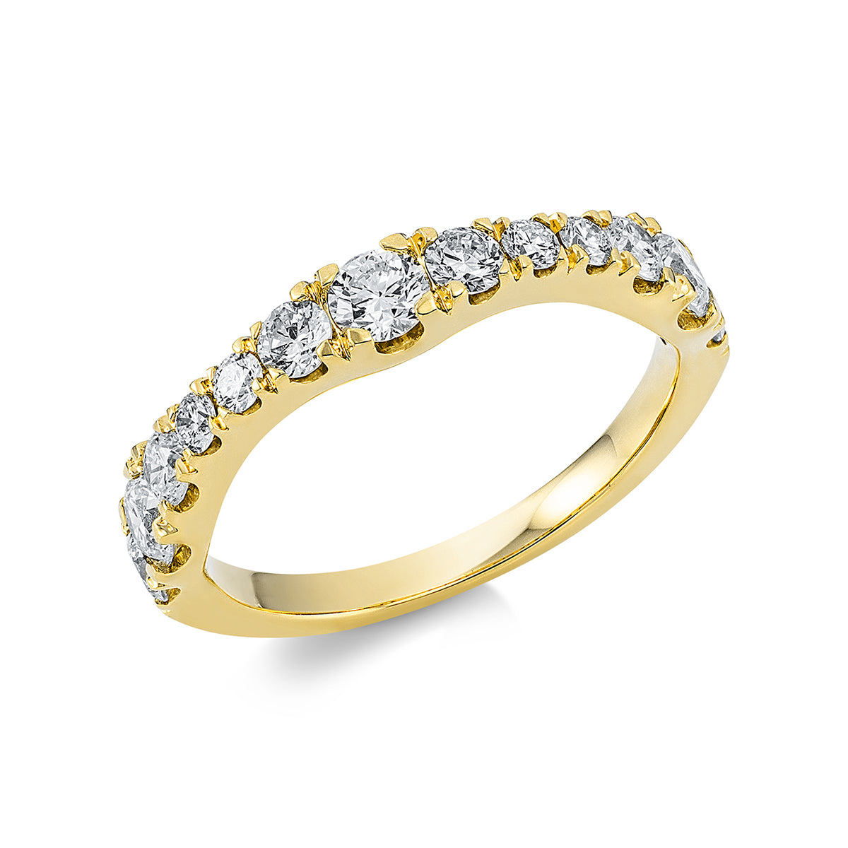 diamond full cut modern woman ring in yellow gold