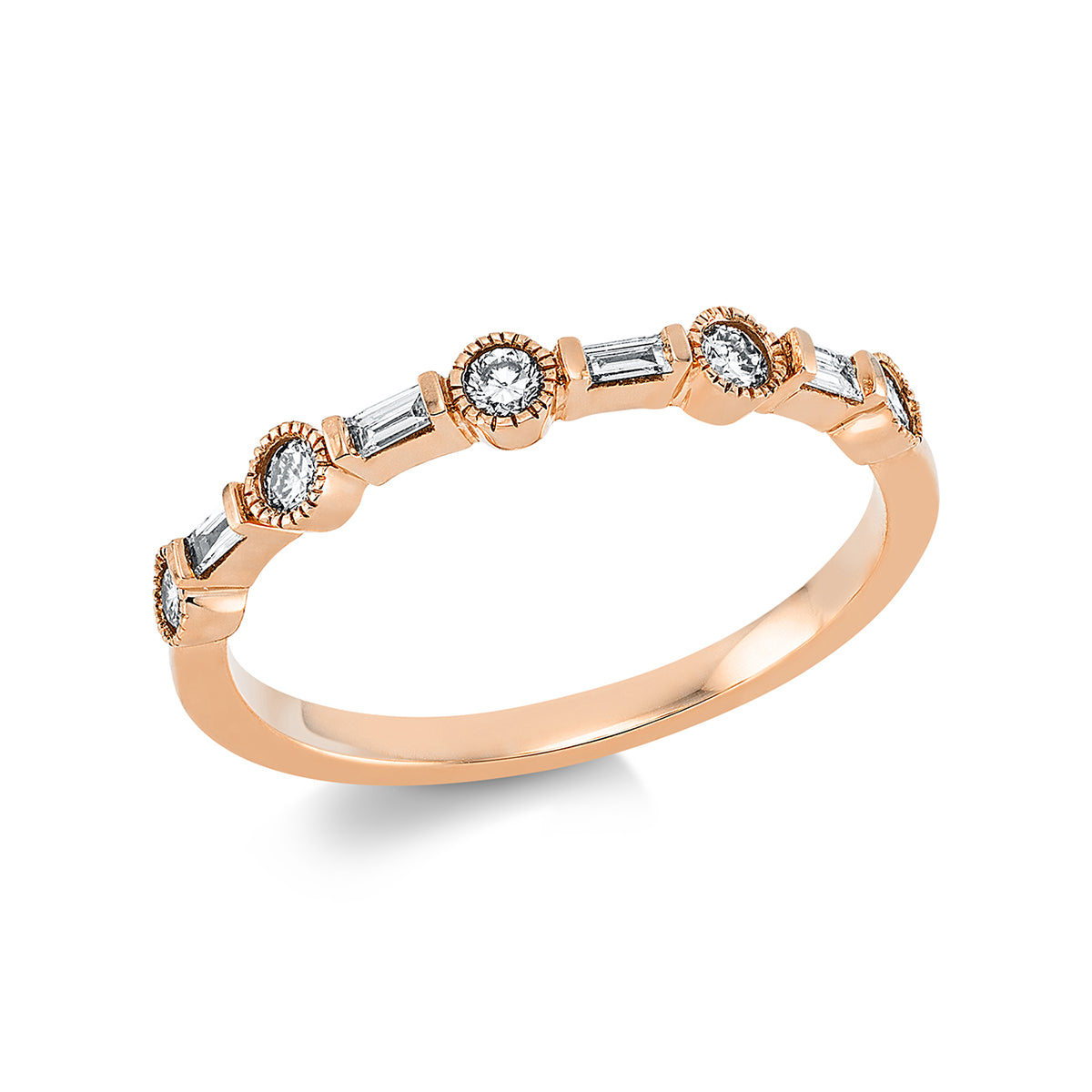 baguette baguette ring in red gold