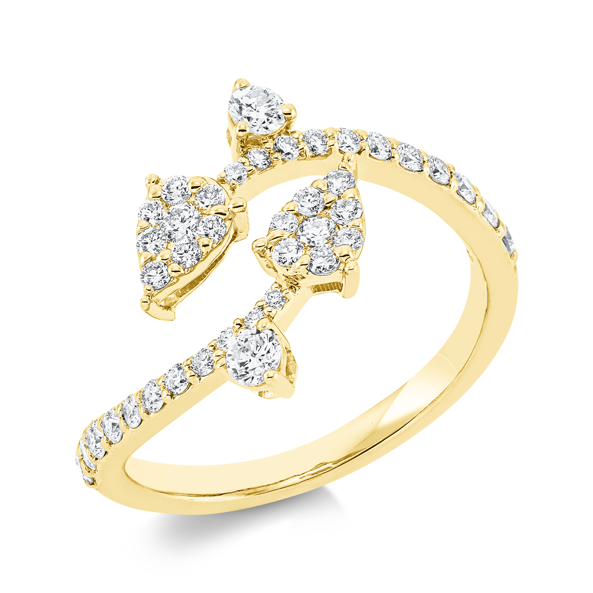 diamond full cut modern woman ring in yellow gold