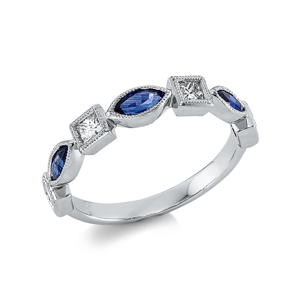 princess sapphire colored stone classic ring in white gold