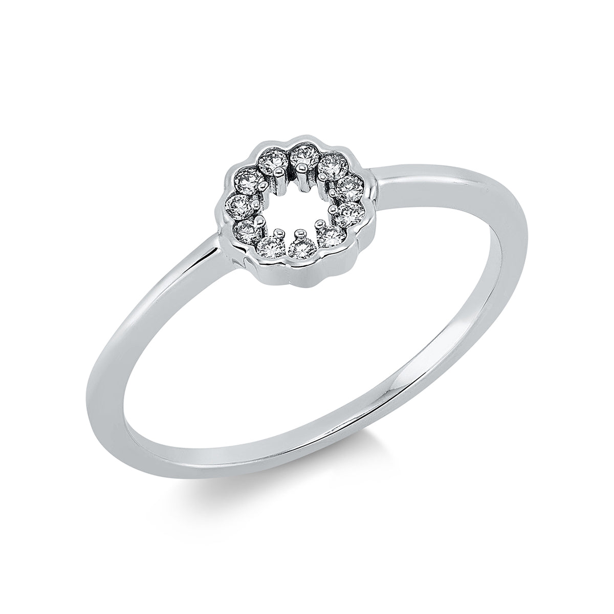 diamond full cut modern woman ring in white gold