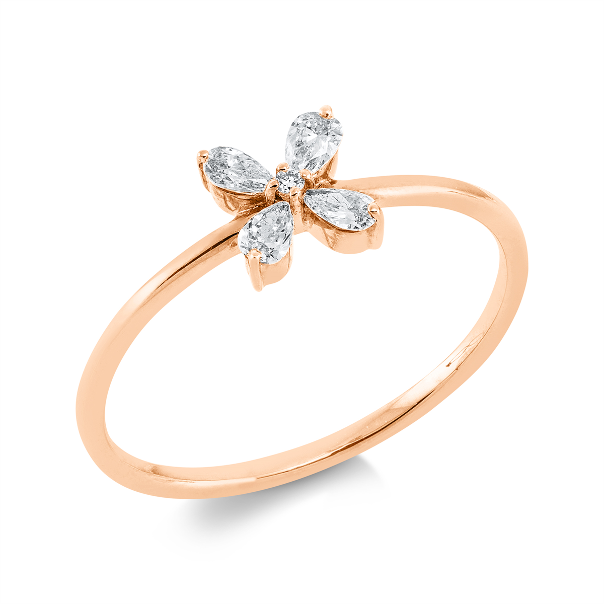 diamond full cut modern woman ring in red gold