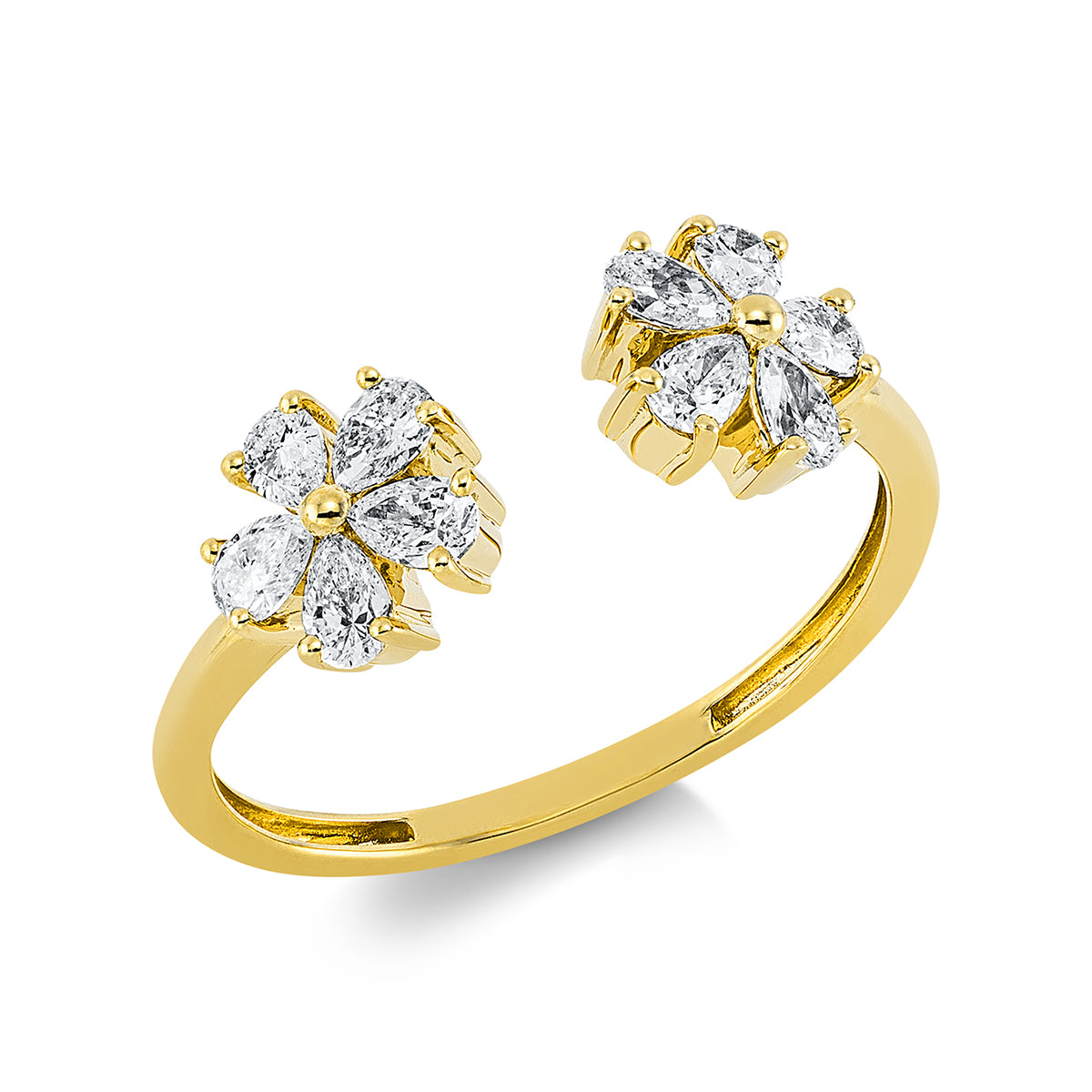 pear shape modern woman ring in yellow gold