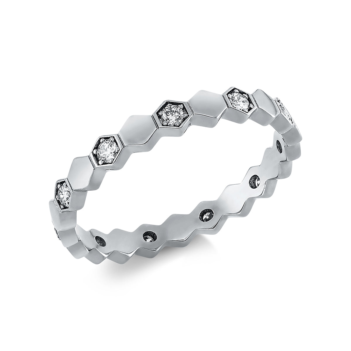 diamond full cut modern woman ring in white gold