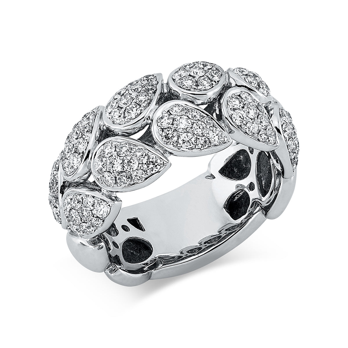 diamond full cut modern woman ring in white gold