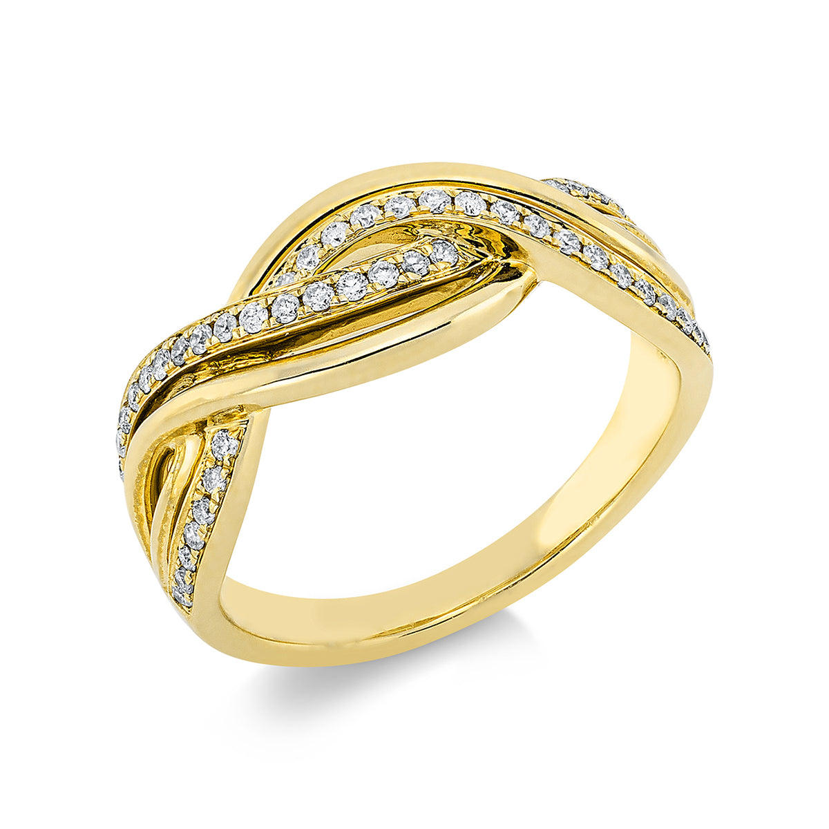 diamond full cut modern woman ring in yellow gold