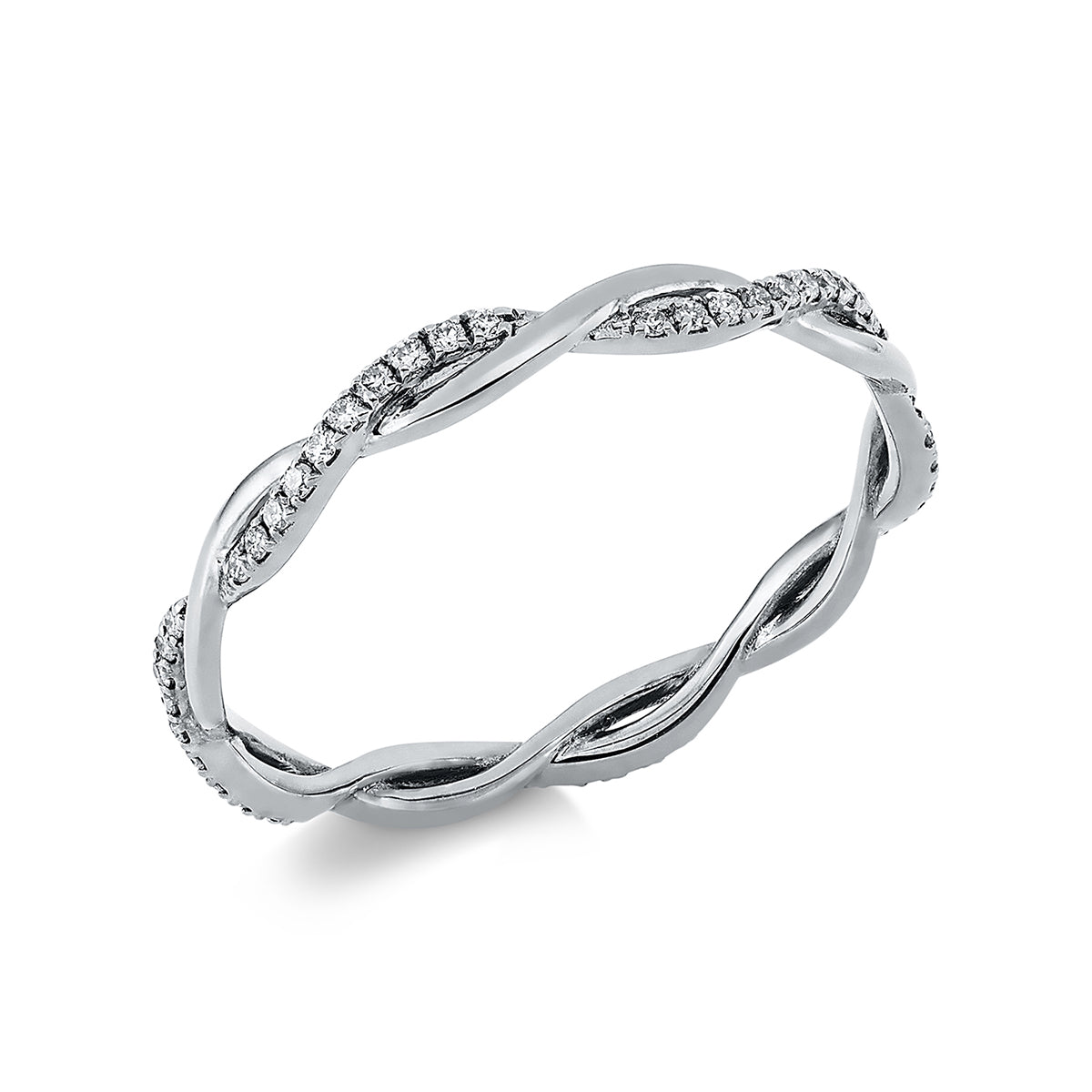 diamond full cut modern woman ring in white gold