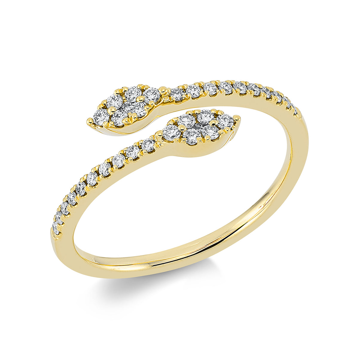 diamond full cut modern woman ring in yellow gold