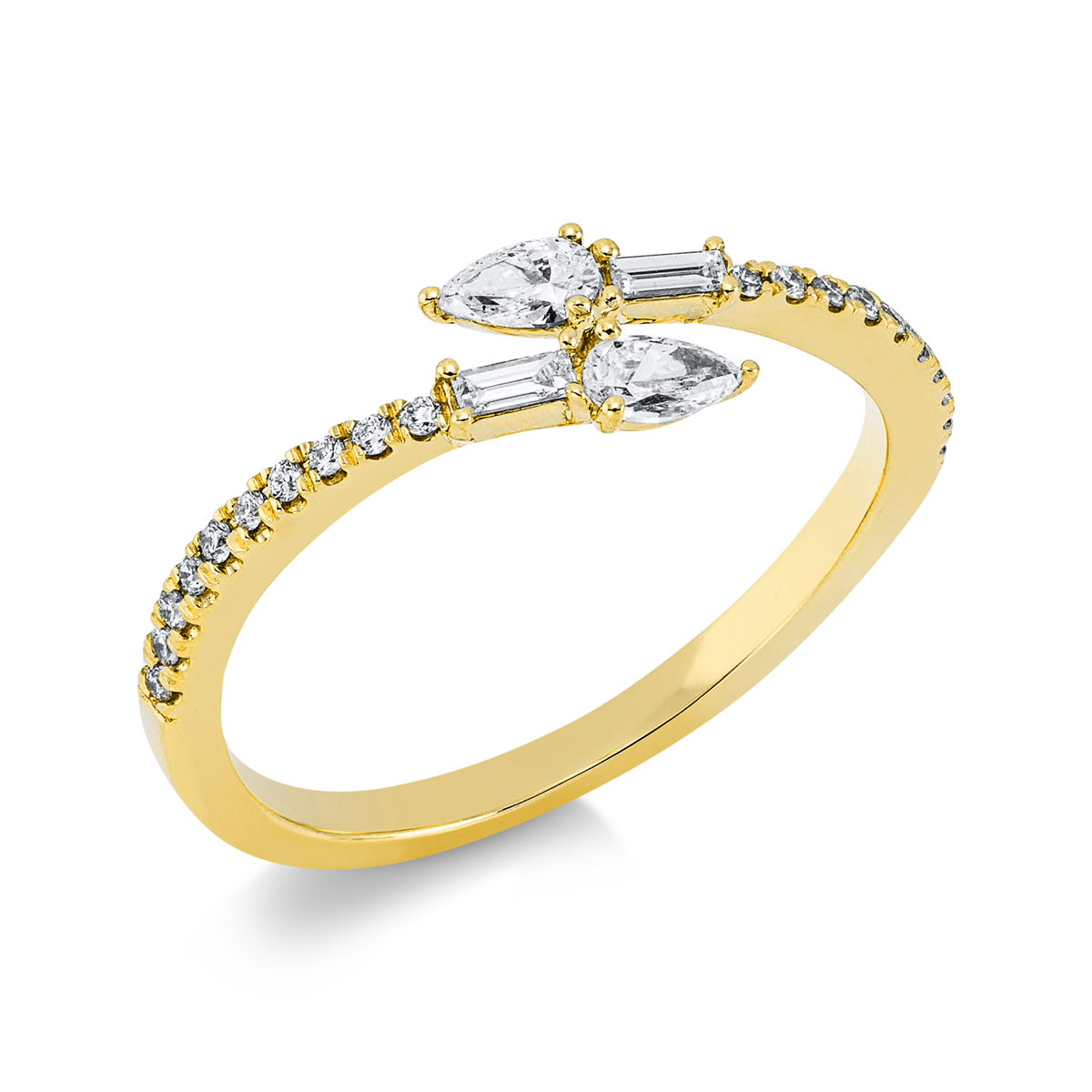 diamond full cut modern woman ring in yellow gold