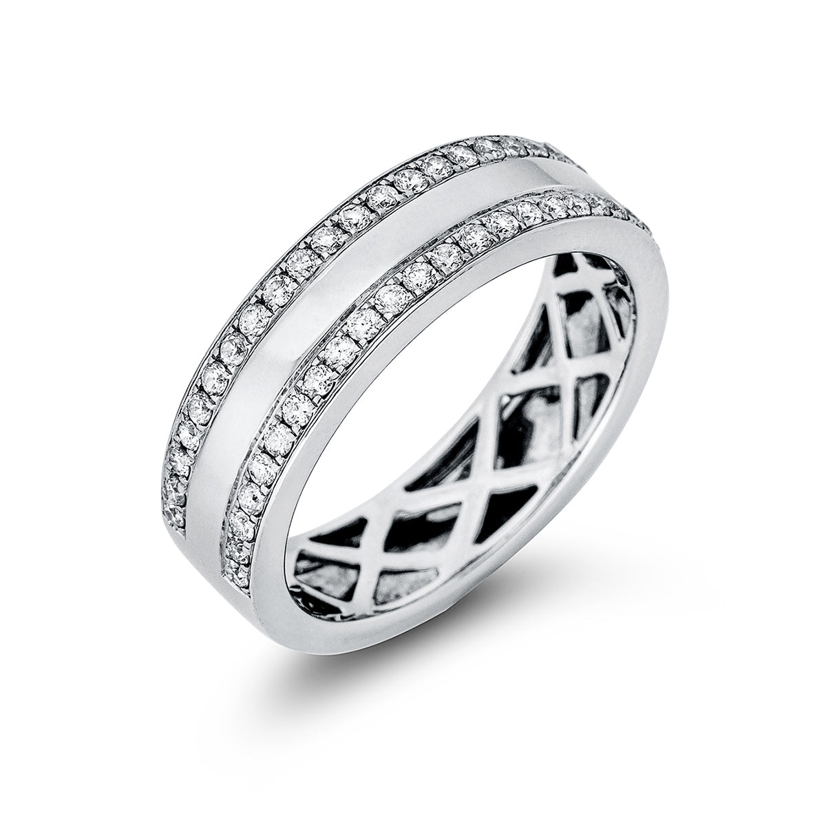 diamond full cut multi-stone ring in white gold