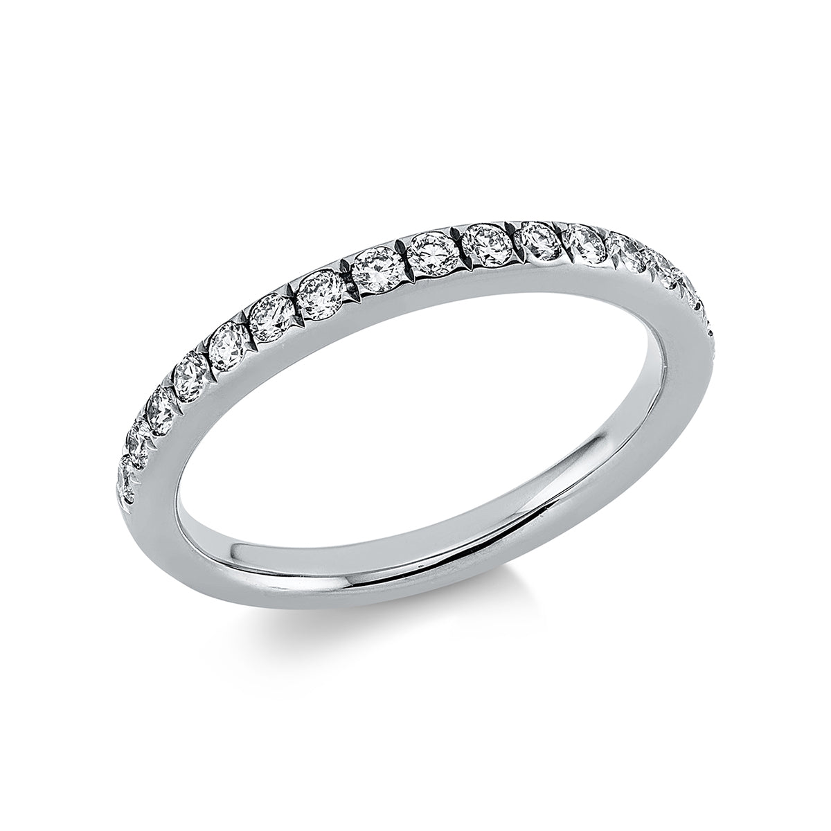 diamond full cut eternity half ring in white gold