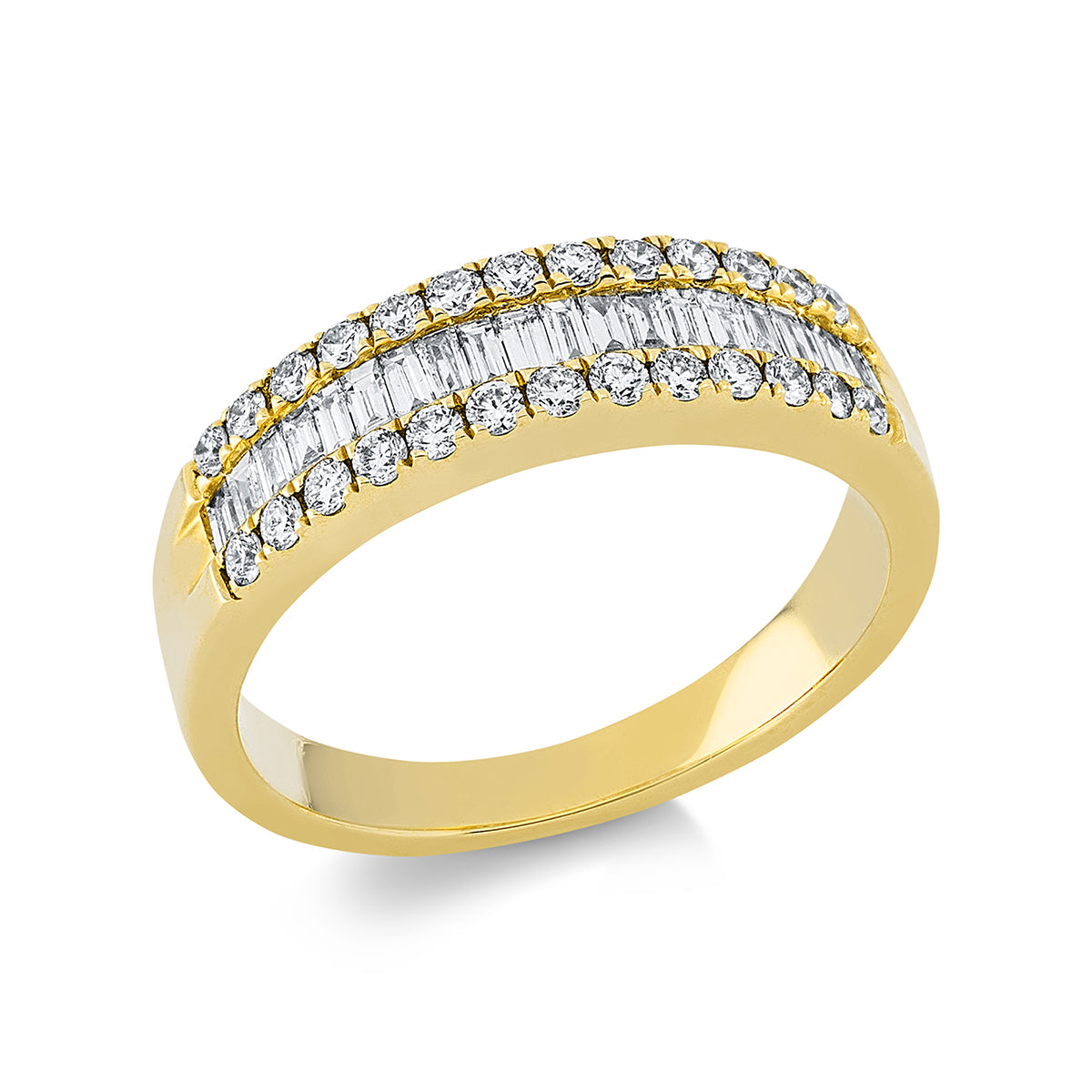 diamond full cut eternity half ring in yellow gold
