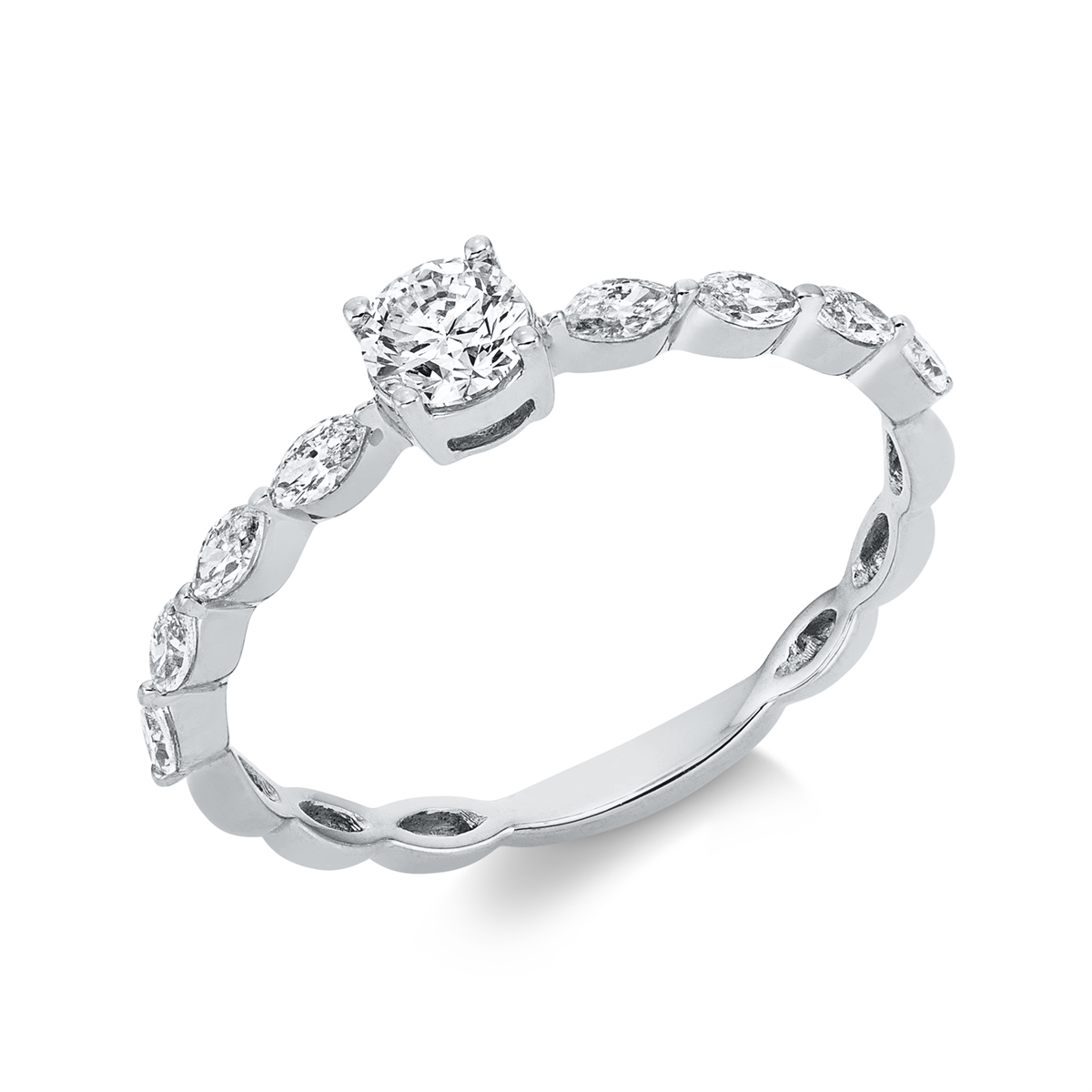 solitaire with accent stones ring - 1FA06
