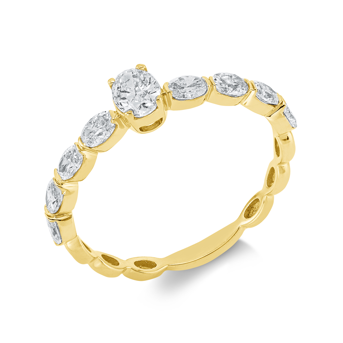 oval solitaire with accent stones ring in yellow gold