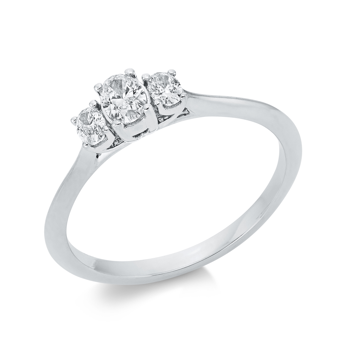 oval solitaire with accent stones ring in white gold