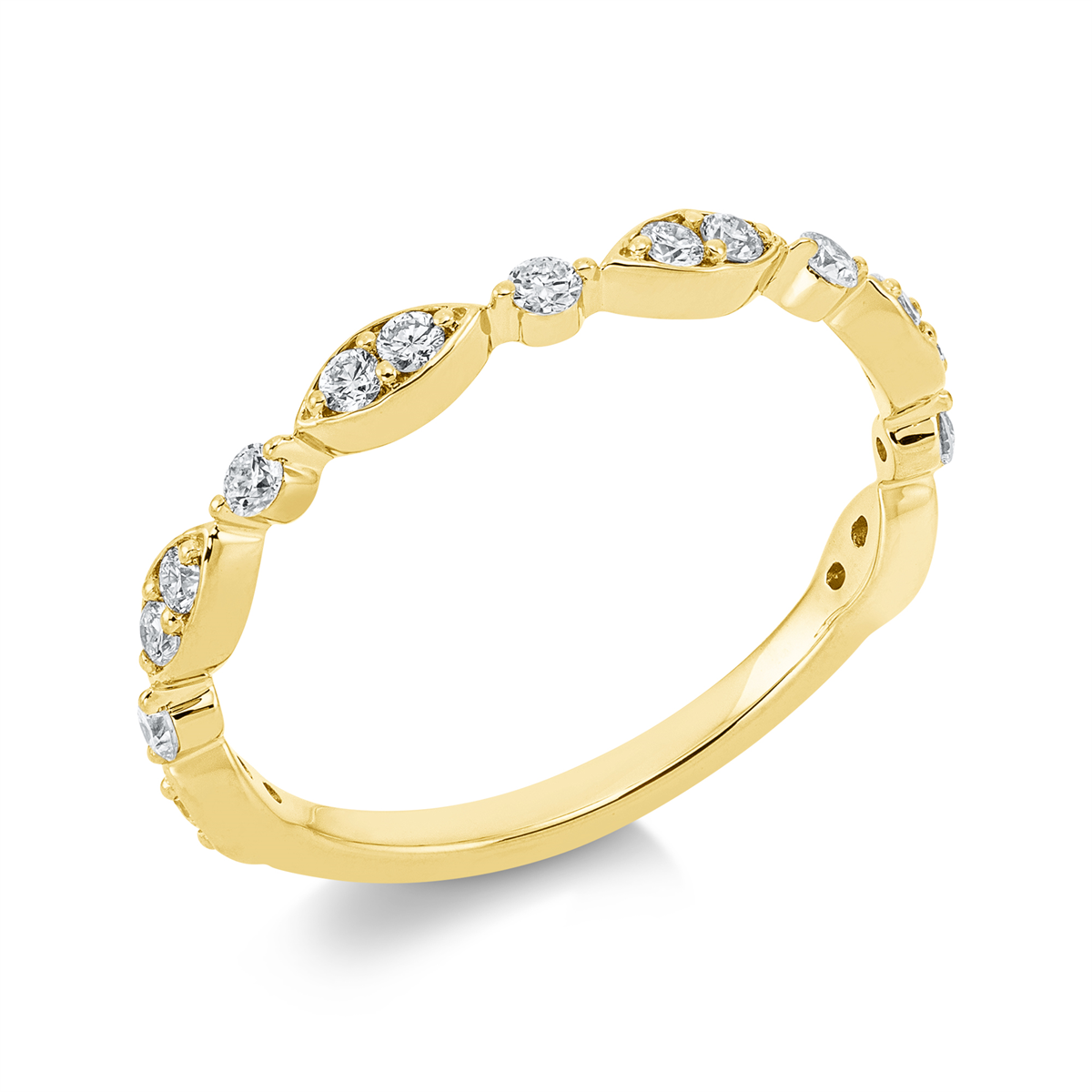 diamond full cut modern woman ring in yellow gold