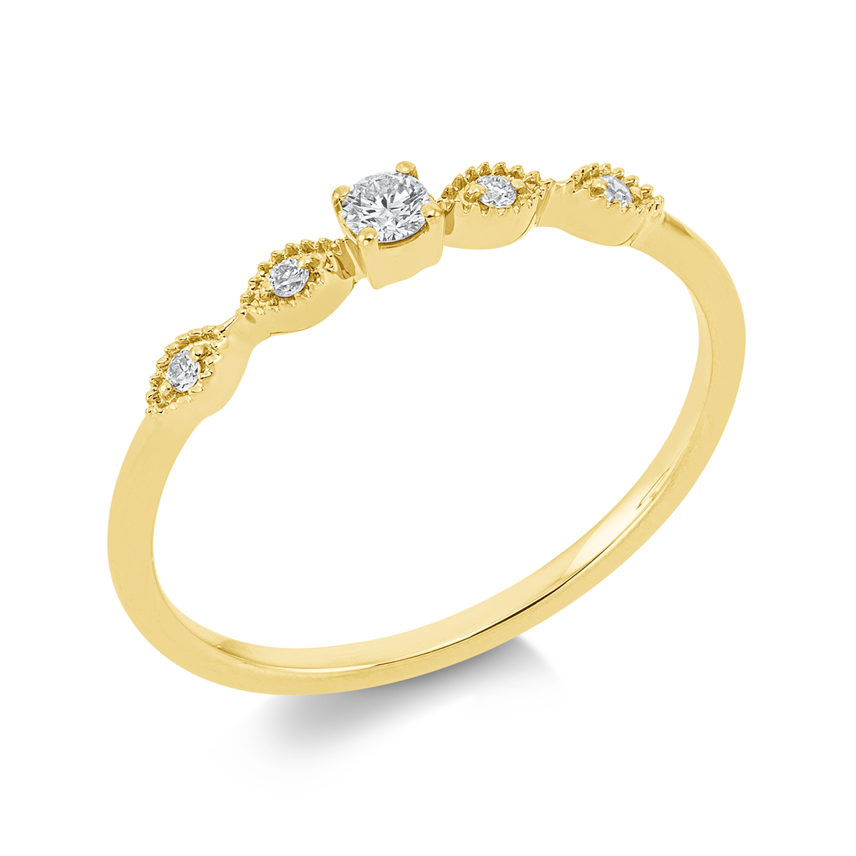 diamond full cut modern woman ring in yellow gold